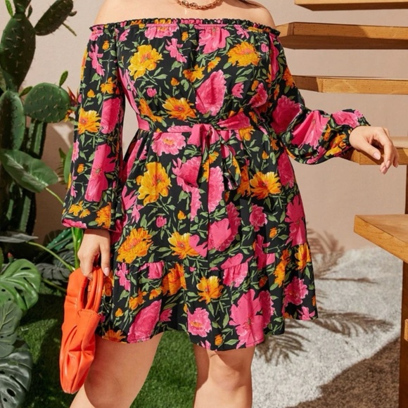 Floral print belted dress - Picture 1 of 1